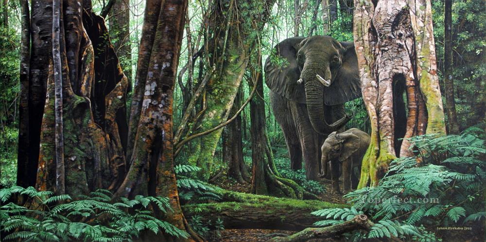 forest elephants Oil Paintings